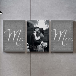 Custom Wedding Photo And Vows Set Of Wall Art, Wedding Anniversary Gift Ideas For Couple Framed Prints, Canvas Paintings Framed Matte Canvas 16x24
