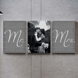 Custom Wedding Photo And Vows Set Of Wall Art, Wedding Anniversary Gift Ideas For Couple Framed Prints, Canvas Paintings Framed Matte Canvas 12x16