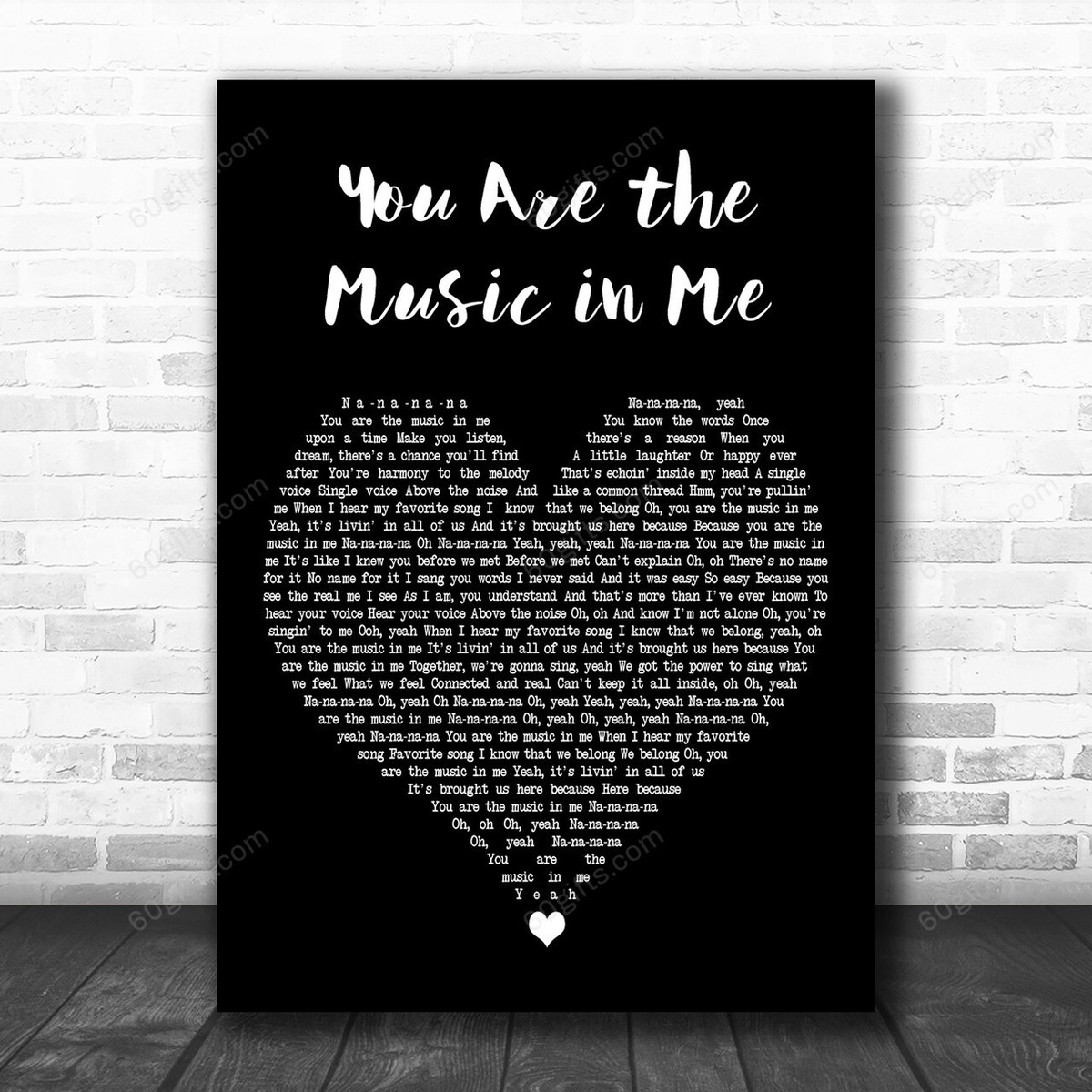 High School Musical You Are the Music in Me Black Heart Decorative Art Gift Song Lyric Print - Canvas Print Wall Art Home Decor