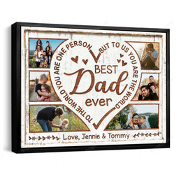Happy Father's Day Customized Name & Photo Collage Canvas Print Birthday Gift, Family Gift Ideas For Best Dad Ever - Personalized Wall Art Home Decor