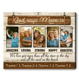 Customized Name And Collage Photo Mother's Day Gift God Says Mom Is - Personalized Canvas Print Wall Art Home Decor