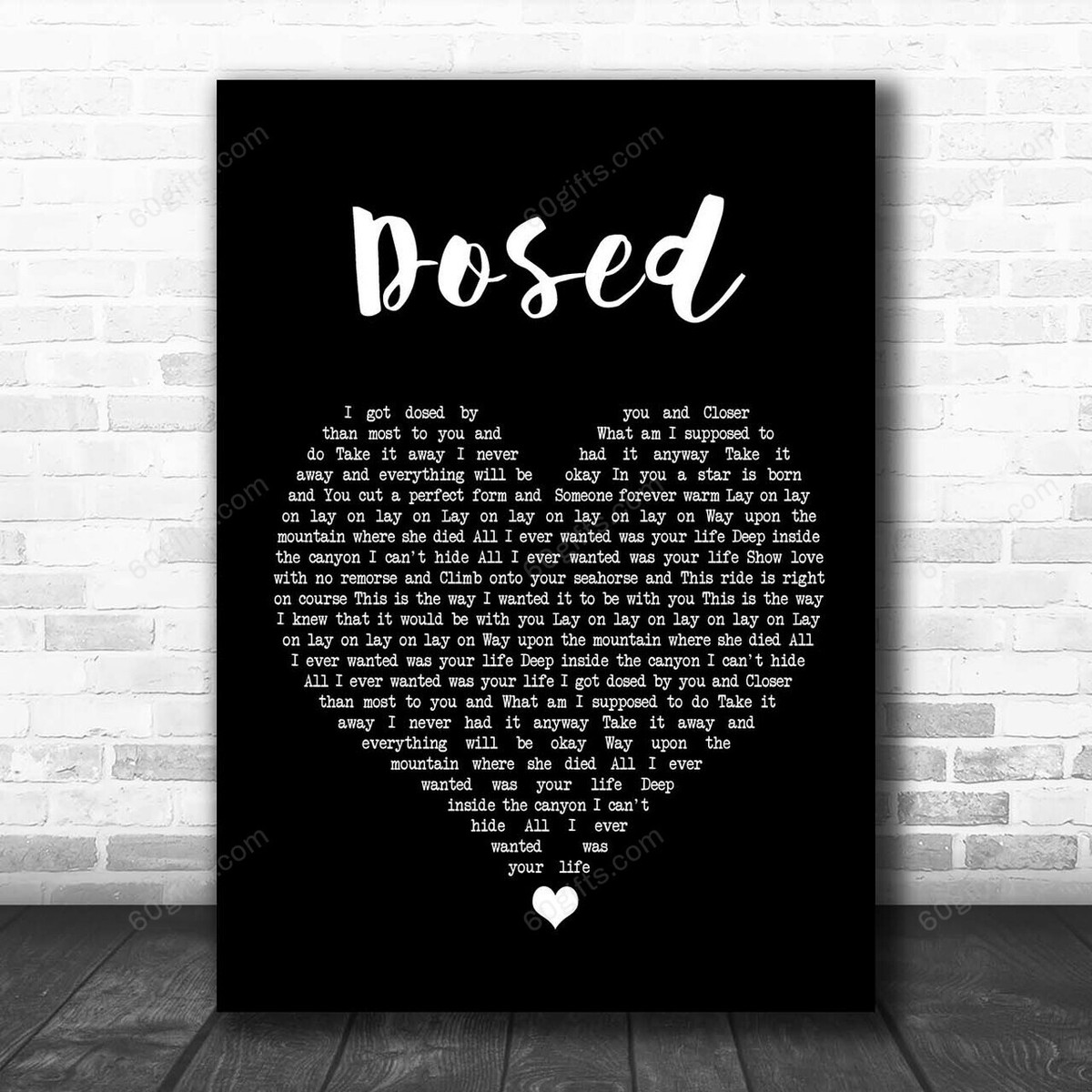 Red Hot Chili Peppers Dosed Black Heart Song Lyric Art Print - Canvas Print Wall Art Home Decor