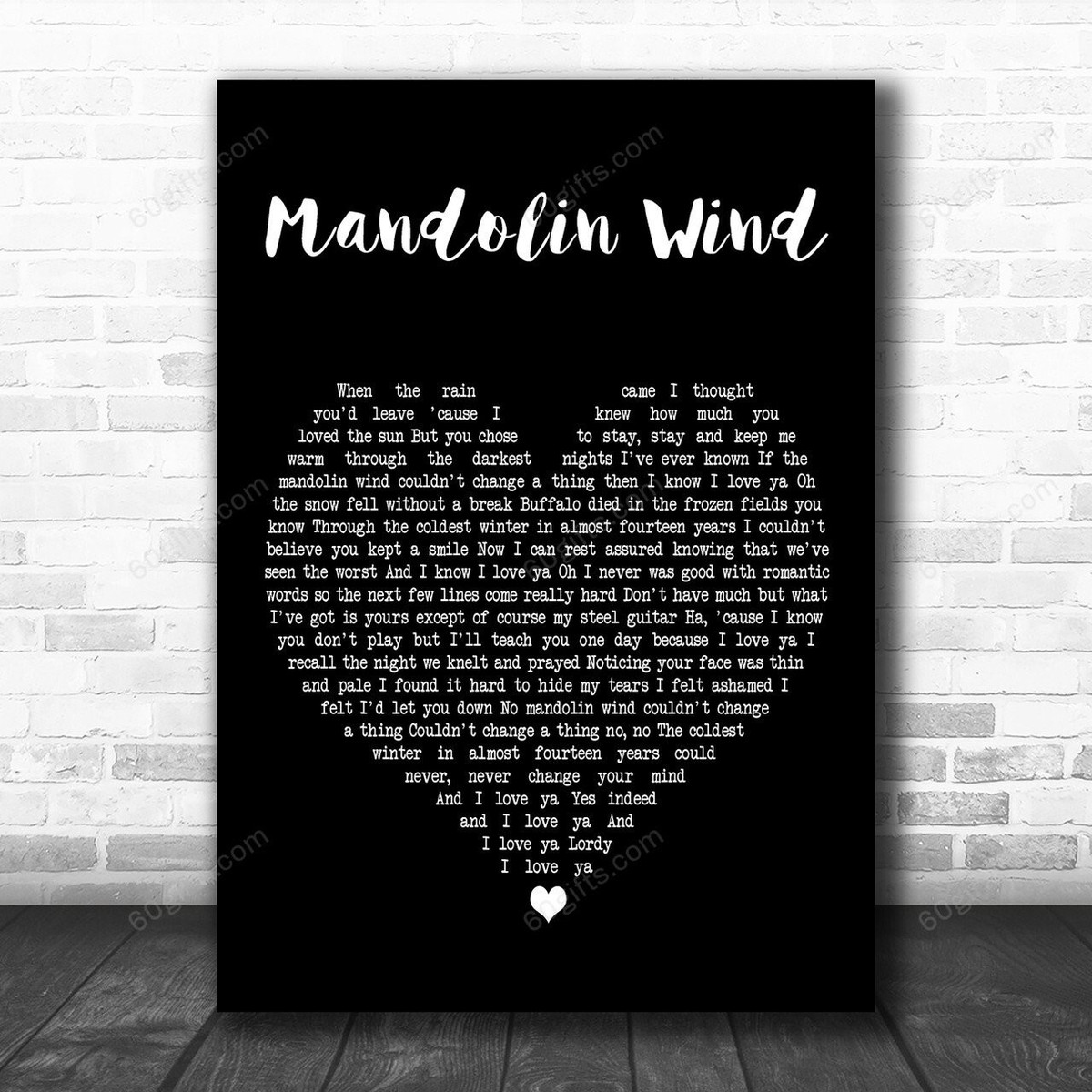 Rod Stewart Mandolin Wind Black Heart Decorative Art Gift Song Lyric Print - Canvas Print Wall Art Home Decor