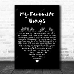 Julie Andrews My Favourite Things Black Heart Decorative Art Gift Song Lyric Print - Canvas Print Wall Art Home Decor