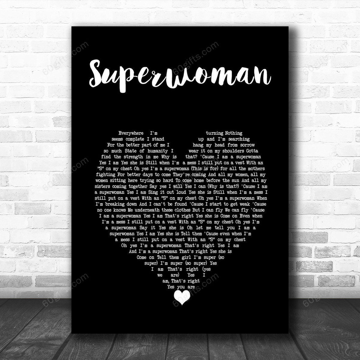 Alicia Keys Superwoman Black Heart Decorative Art Gift Song Lyric Print - Canvas Print Wall Art Home Decor