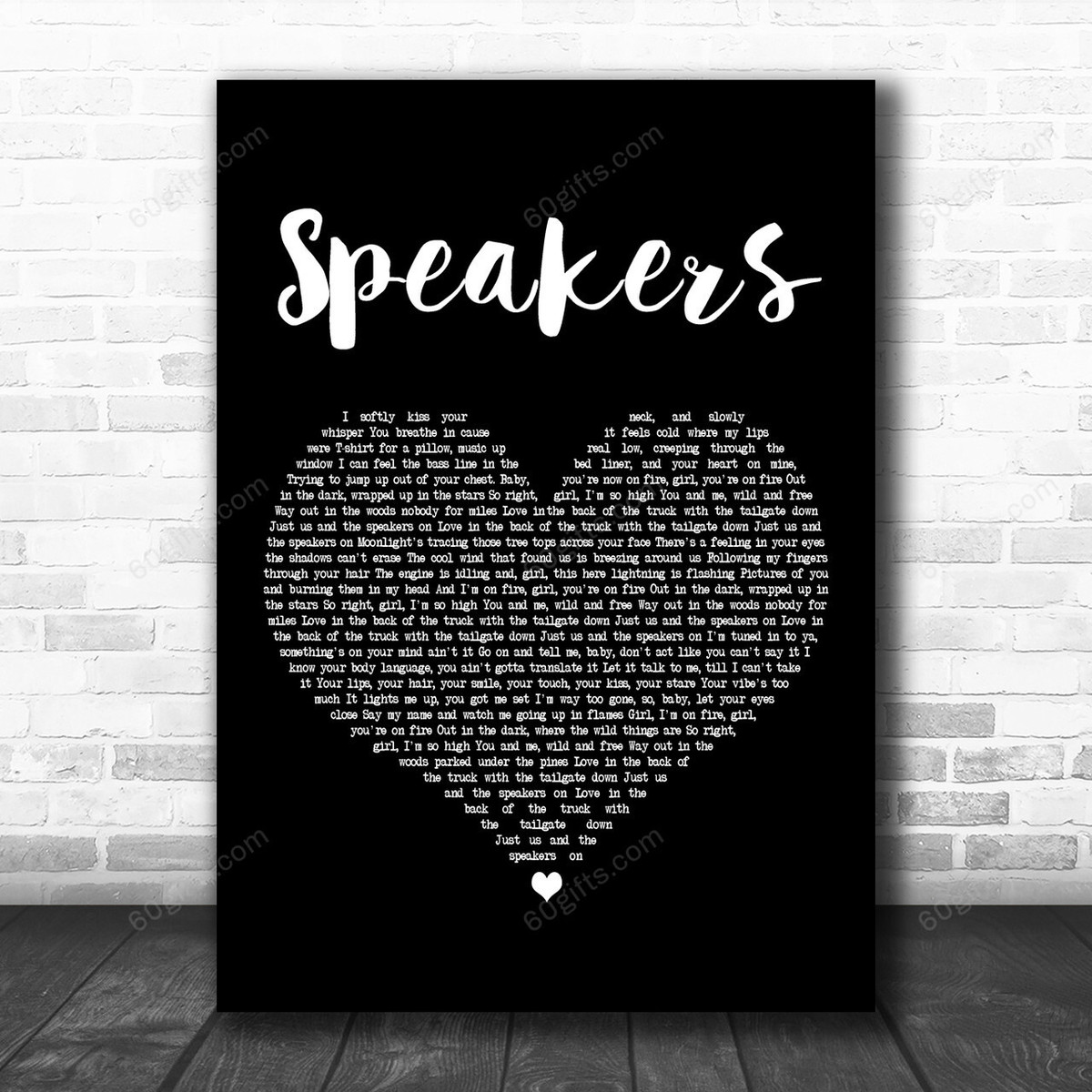 Sam Hunt Speakers Black Heart Decorative Art Gift Song Lyric Print - Canvas Print Wall Art Home Decor