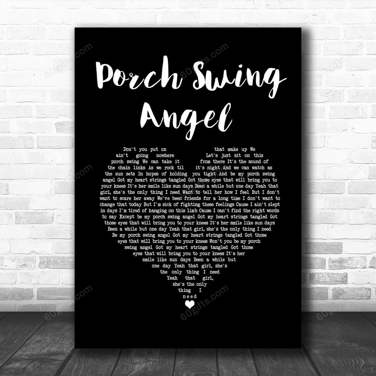 Muscadine Bloodline Porch Swing Angel Black Heart Song Lyric Art Print - Canvas Print Wall Art Home Decor