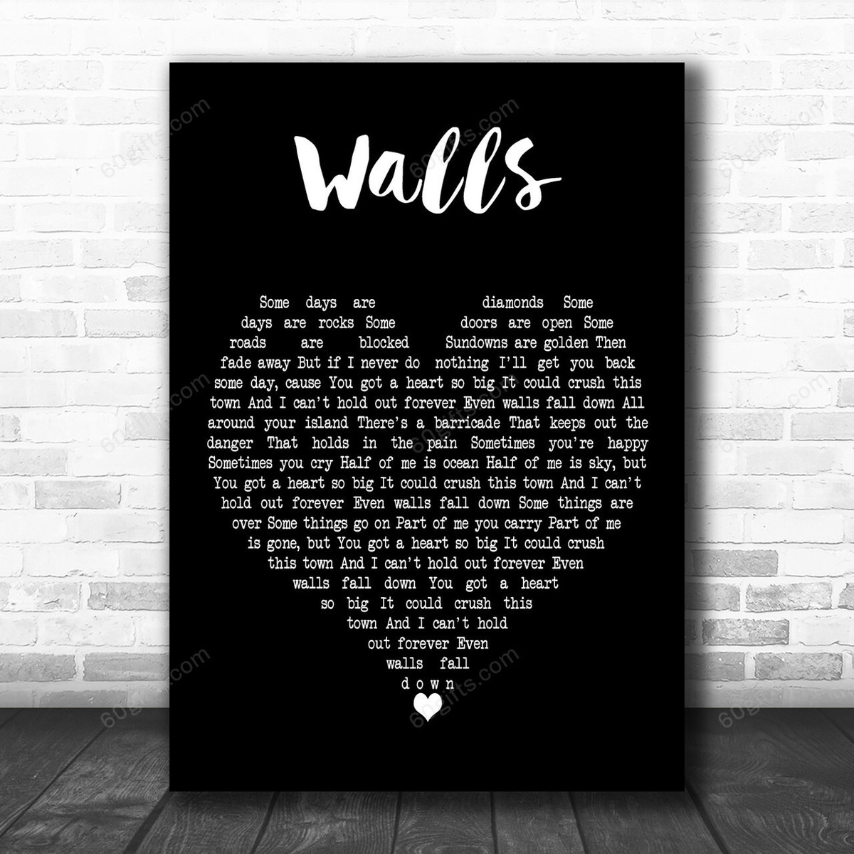 Tom Petty And The Heartbreakers Walls Black Heart Decorative Art Gift Song Lyric Print - Canvas Print Wall Art Home Decor