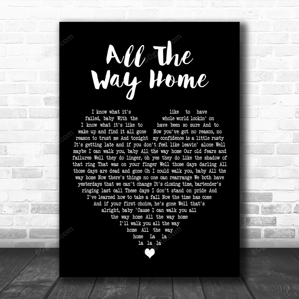 Southside Johnny & The Asbury Jukes All The Way Home Black Heart Art Gift Song Lyric Print - Canvas Print Wall Art Home Decor