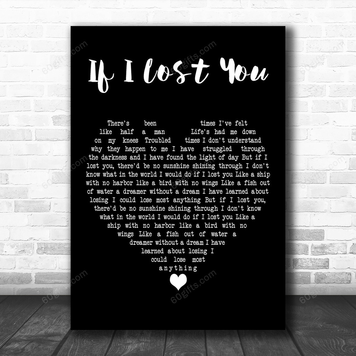 Travis Tritt If I Lost You Black Heart Decorative Art Gift Song Lyric Print - Canvas Print Wall Art Home Decor
