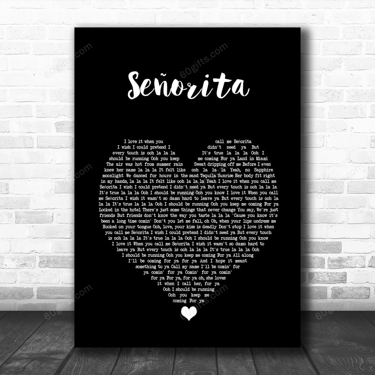 Shawn Mendes & Camila Cabello Se�orita Black Heart Song Lyric Music Art Print - Canvas Print Wall Art Home Decor