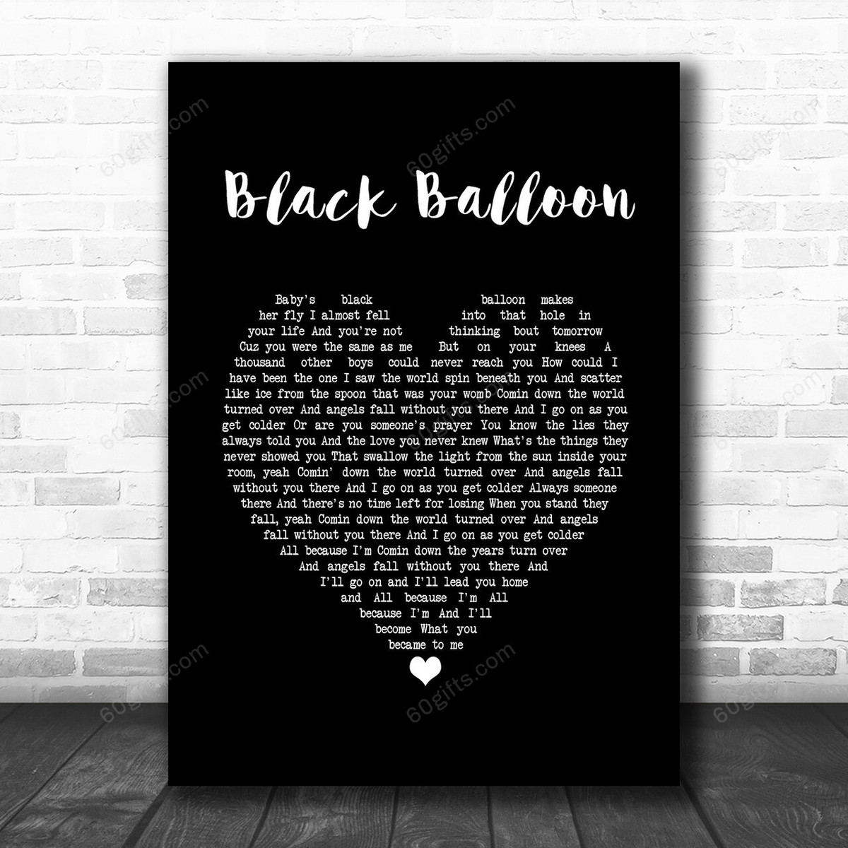 Goo Goo Dolls Black Balloon Black Heart Song Lyric Art Music Print - Canvas Print Wall Art Home Decor