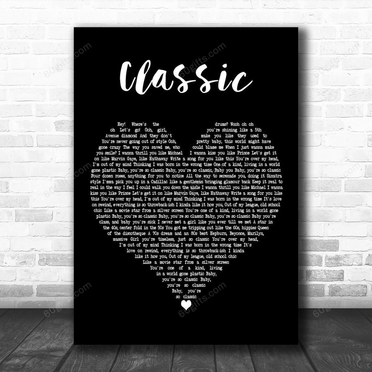 MKTO Classic Black Heart Decorative Art Gift Song Lyric Print - Canvas Print Wall Art Home Decor