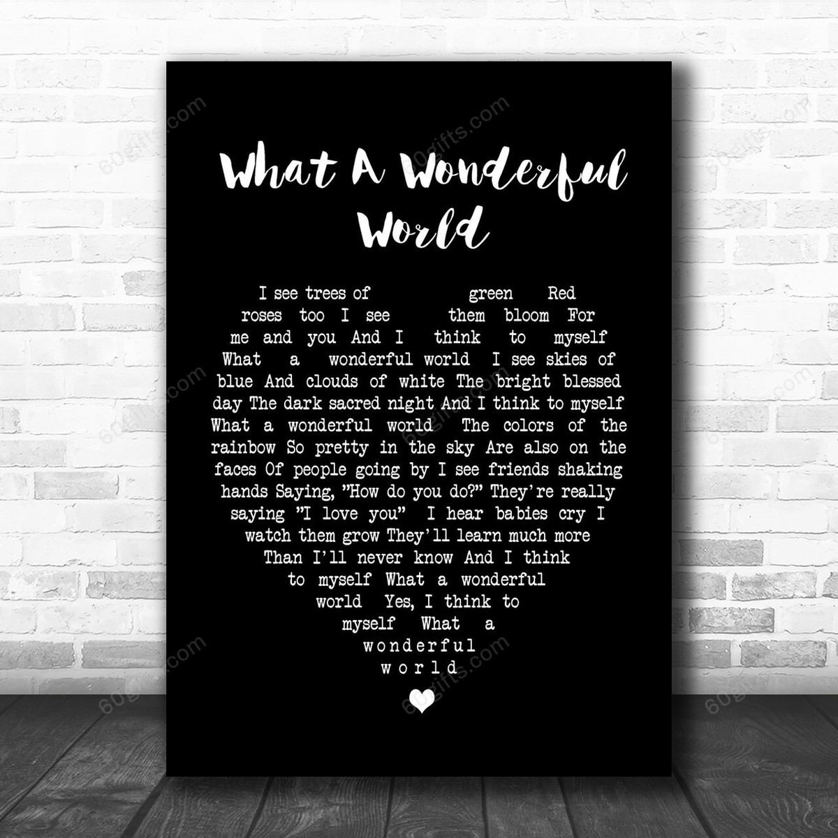 What A Wonderful World Louis Armstrong Black Heart Song Lyric Music Art Print - Canvas Print Wall Art Home Decor