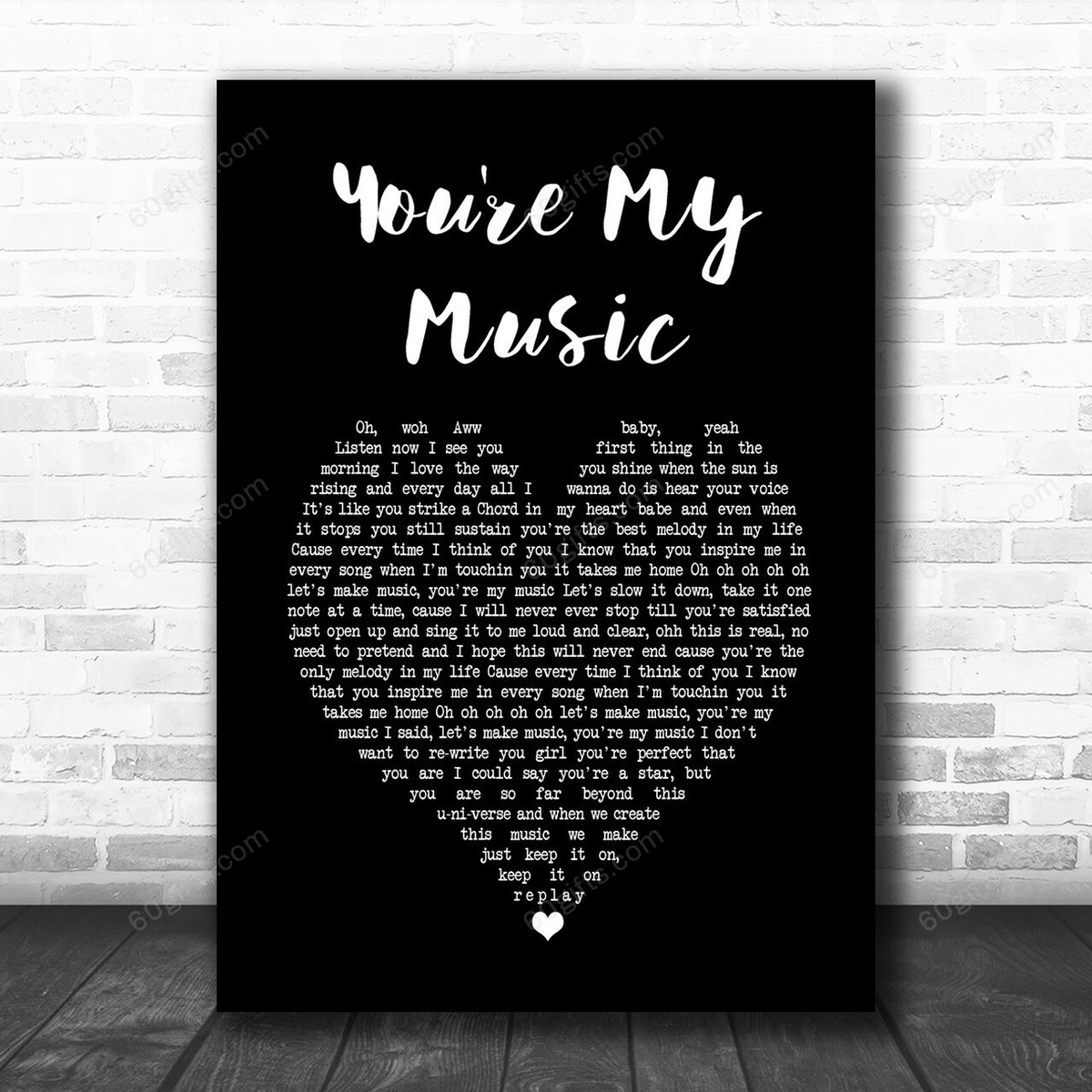 Brian Culbertson You're My Music Black Heart Song Lyric Art Print - Canvas Print Wall Art Home Decor