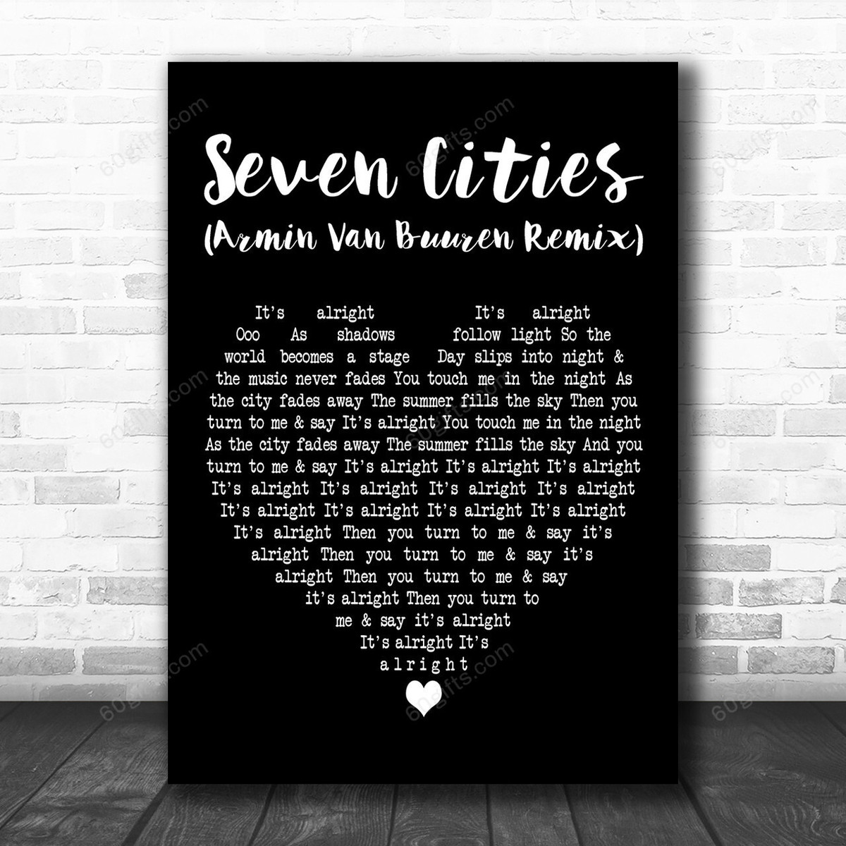 Solarstone Seven Cities (Armin Van Buuren Remix) Black Heart Song Lyric Art Print - Canvas Print Wall Art Home Decor