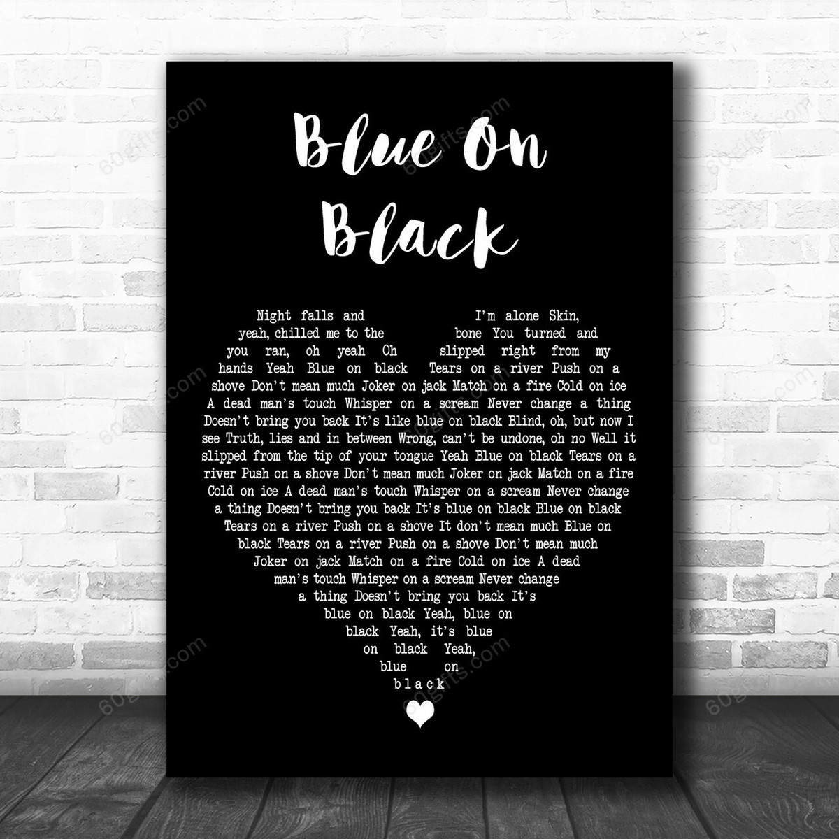 Five Finger Death Blue On Black Black Heart Decorative Art Gift Song Lyric Print - Canvas Print Wall Art Home Decor
