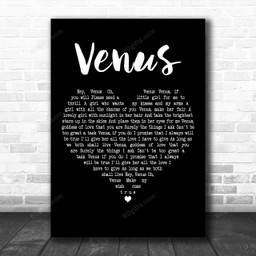 Frankie Avalon Venus Black Heart Decorative Art Gift Song Lyric Print - Canvas Print Wall Art Home Decor
