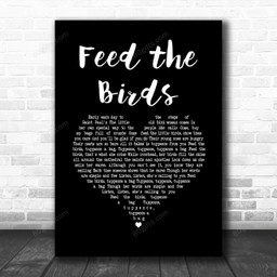 Julie Andrews - Mary Poppins Feed the Birds Black Heart Song Lyric Music Art Print - Canvas Print Wall Art Home Decor