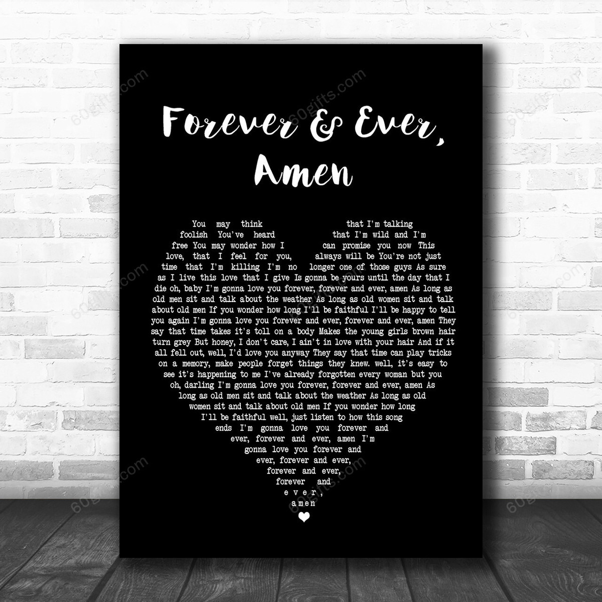 Randy Travis Forever And Ever, Amen Black Heart Song Lyric Music Art Print - Canvas Print Wall Art Home Decor