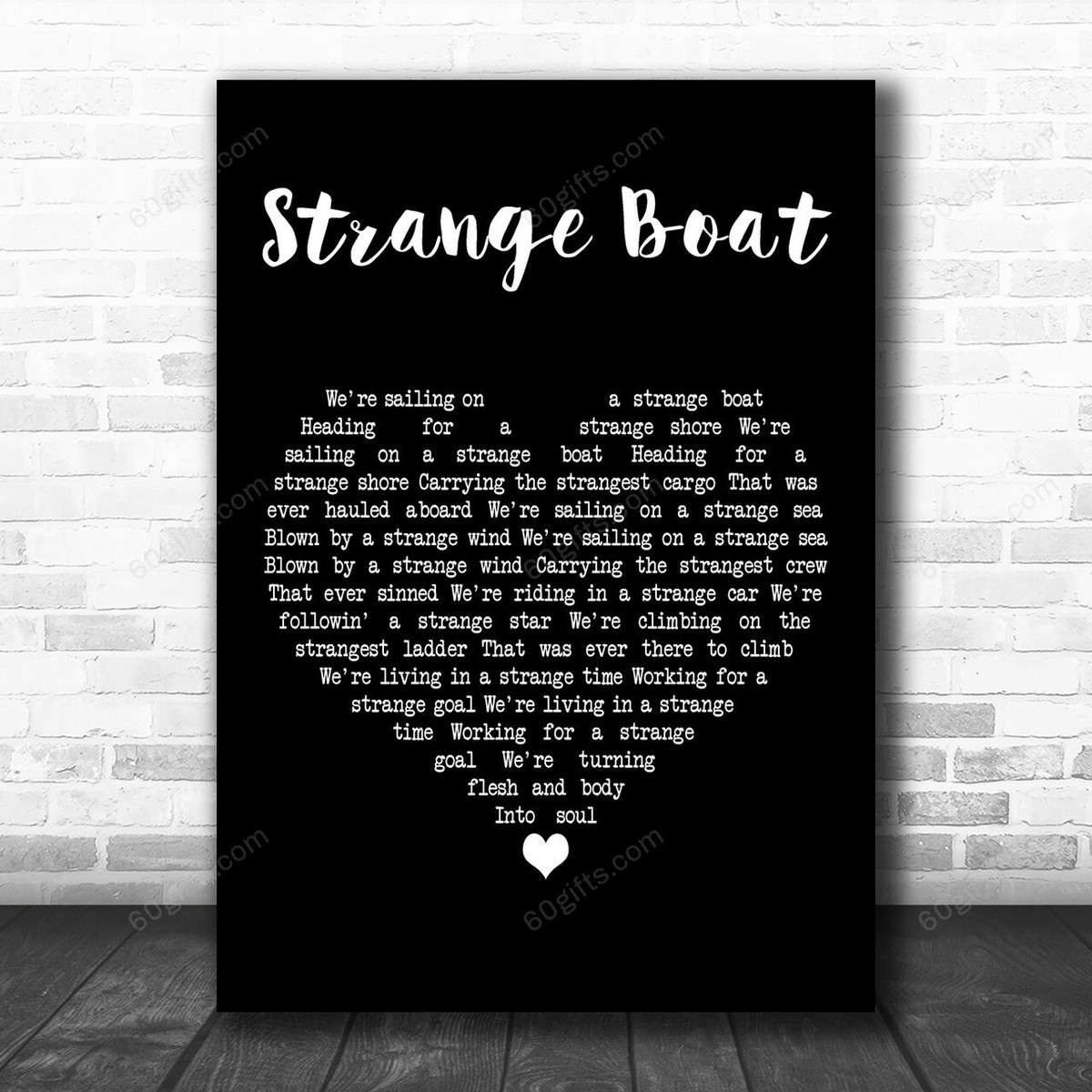 The Waterboys Strange Boat Black Heart Decorative Art Gift Song Lyric Print - Canvas Print Wall Art Home Decor