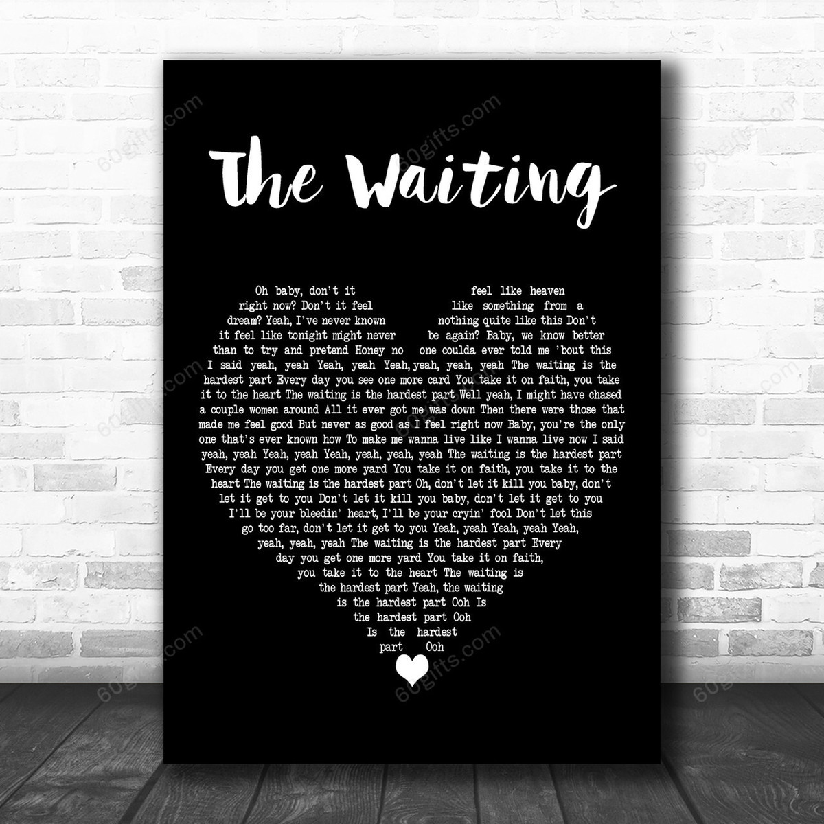 Tom Petty and the Heartbreakers The Waiting Black Heart Decorative Art Gift Song Lyric Print - Canvas Print Wall Art Home Decor