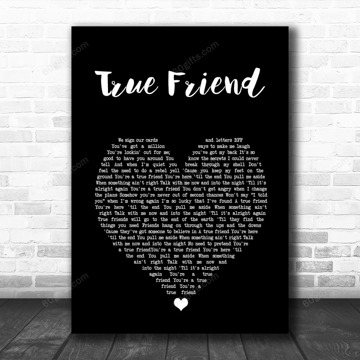 Hannah Montana True Friend Black Heart Song Lyric Art Print - Canvas Print Wall Art Home Decor