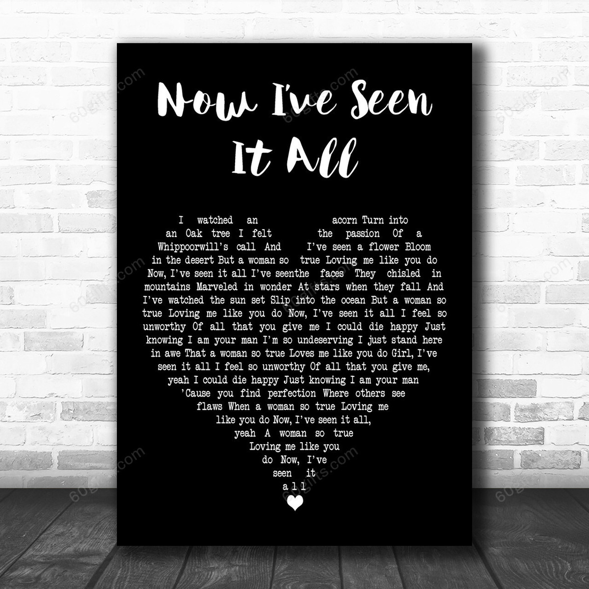 Travis Tritt Now I?ve Seen It All Black Heart Decorative Art Gift Song Lyric Print - Canvas Print Wall Art Home Decor