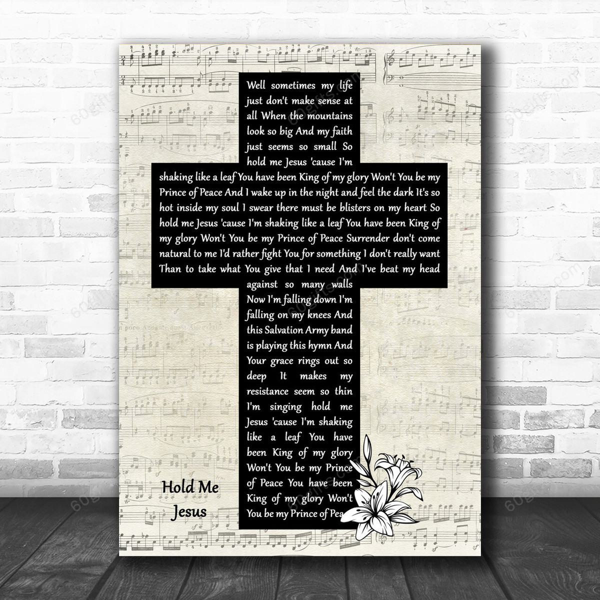 Rich Mullins Hold Me Jesus Music Script Christian Memorial Cross Song Lyric Art Print - Canvas Print Wall Art Home Decor