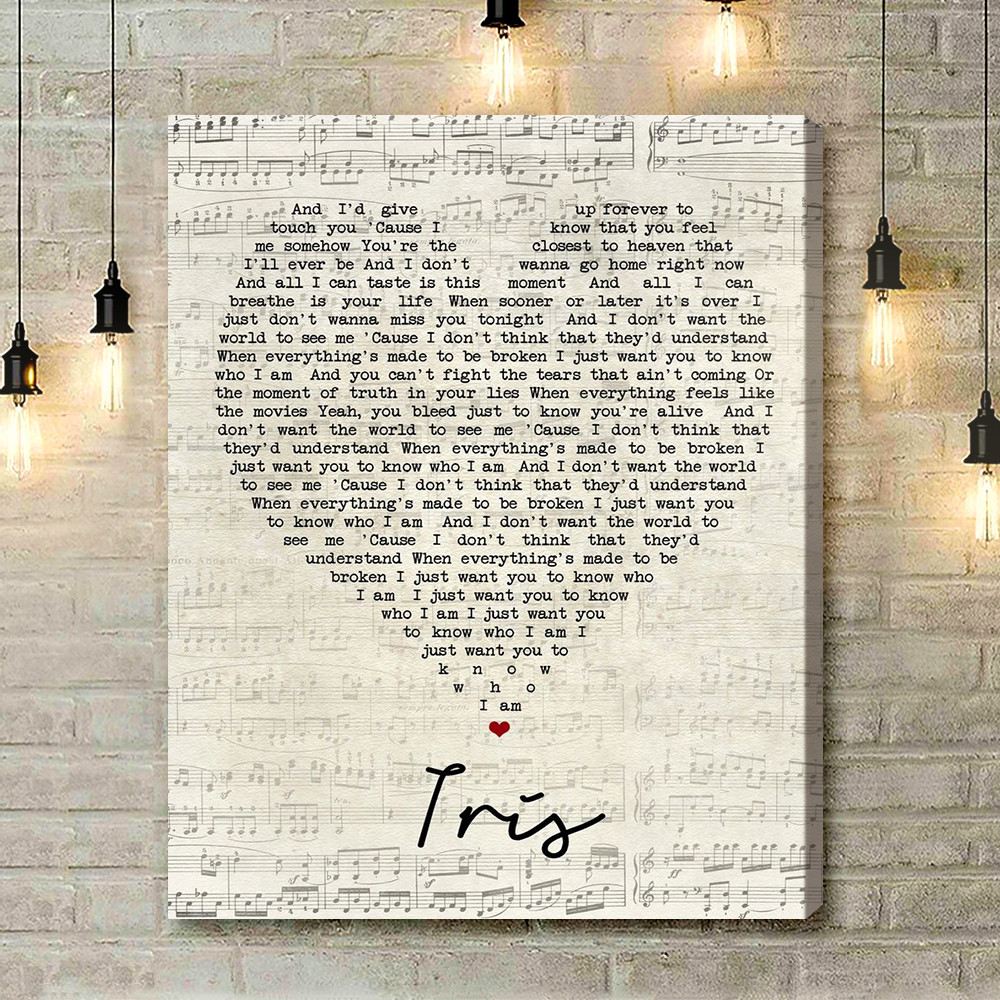 Iris Goo Goo Dolls Script Heart Song Lyric Art Print - Canvas Print Wall Art Home Decor