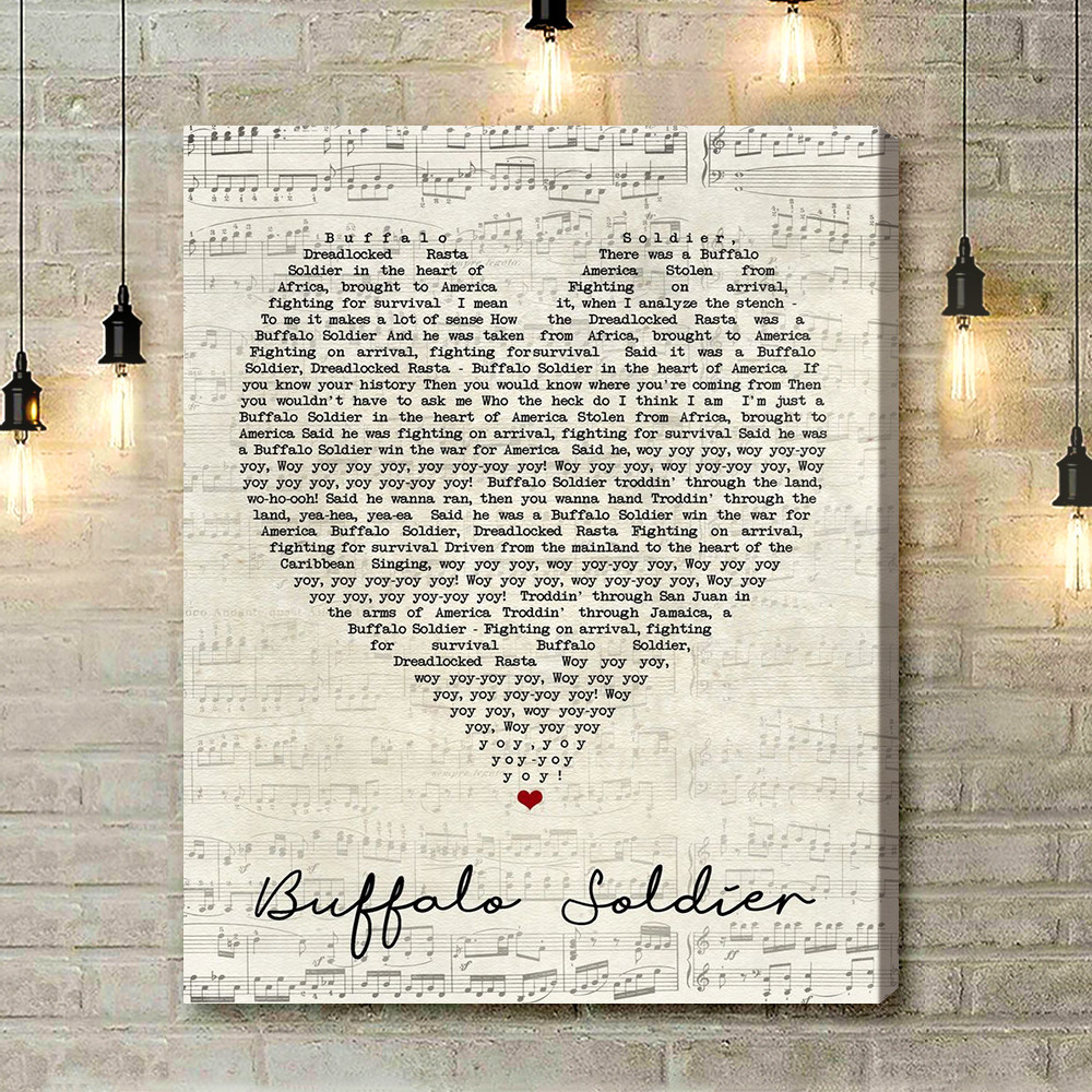 Buffalo Soldier Bob Marley Script Heart Song Lyric Art Print - Canvas Print Wall Art Home Decor