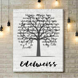 Julie Andrews Edelweiss Music Script Tree Song Lyric Art Print - Canvas Print Wall Art Home Decor