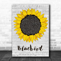 Miranda Lambert Bluebird Grey Script Sunflower Song Lyric Music Art Print - Canvas Print Wall Art Home Decor