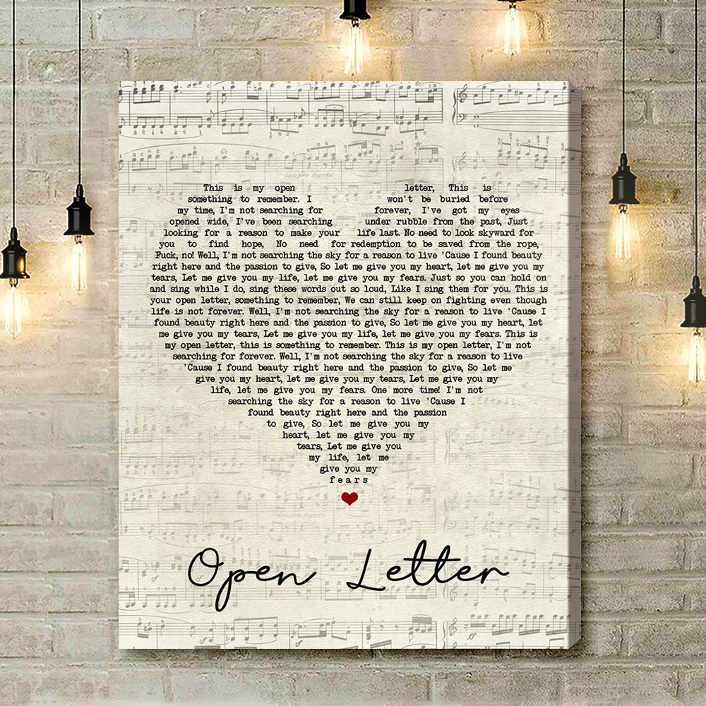 The Amity Affliction Open Letter Script Heart Song Lyric Art Print - Canvas Print Wall Art Home Decor