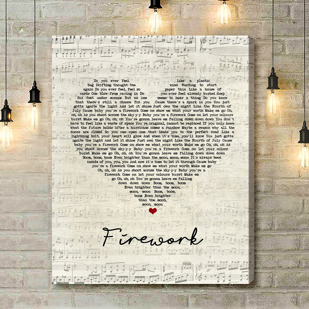 Katy Perry Firework Script Heart Song Lyric Music Art Print - Canvas Print Wall Art Home Decor