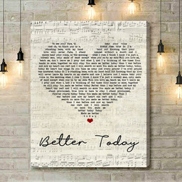 Coffey Anderson Better Today Script Heart Song Lyric Art Print - Canvas Print Wall Art Home Decor