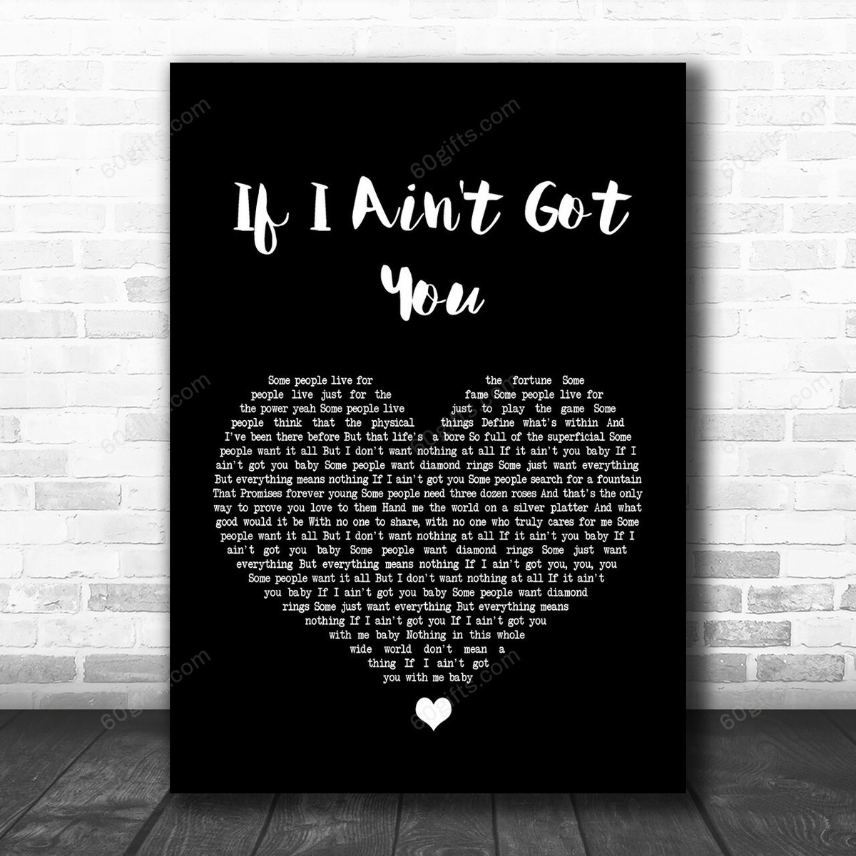 Alicia Keys If I Ain't Got You Black Heart Song Lyric Music Art Print - Canvas Print Wall Art Home Decor
