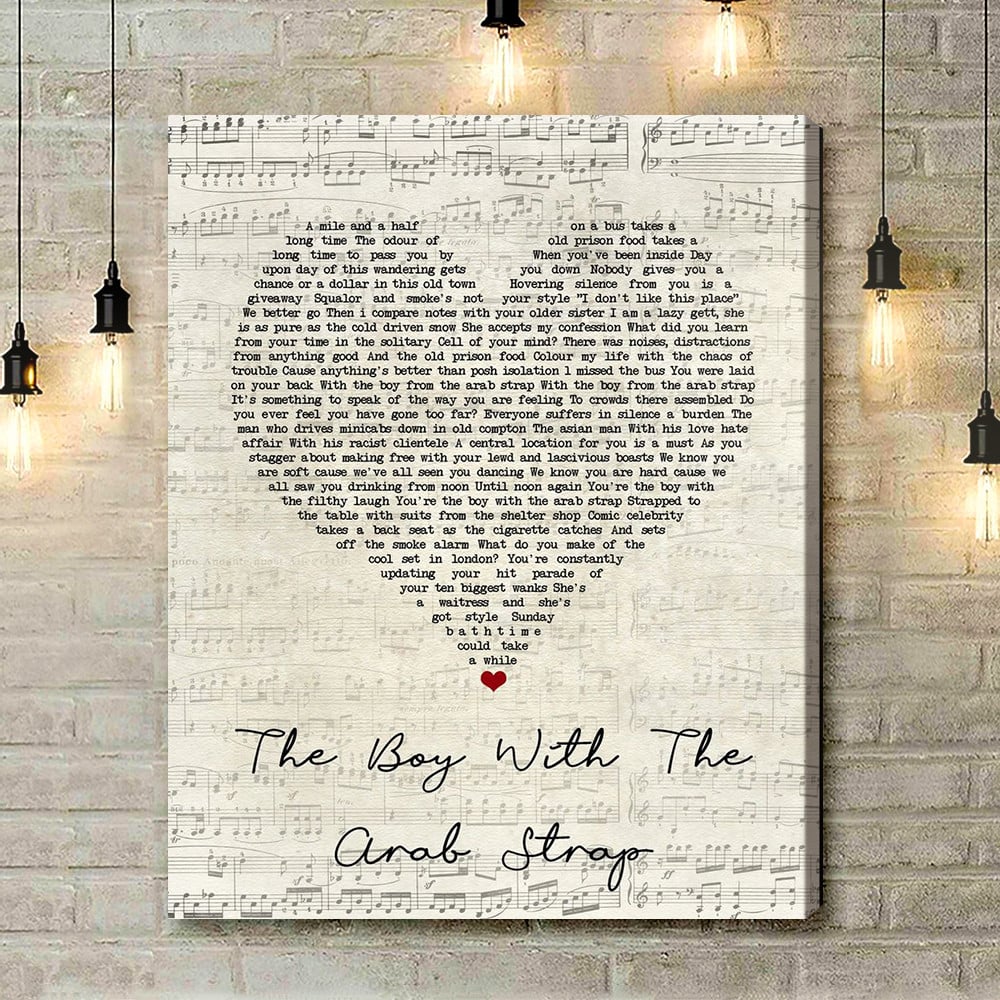 Belle And Sebastian The Boy With The Arab Strap Script Heart Song Lyric Art Print - Canvas Print Wall Art Home Decor