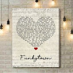 Lipps Inc. Funkytown Script Heart Song Lyric Art Print - Canvas Print Wall Art Home Decor