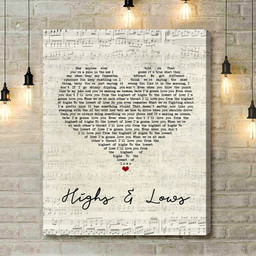 Alexander Jean Highs & Lows Script Heart Song Lyric Art Print - Canvas Print Wall Art Home Decor