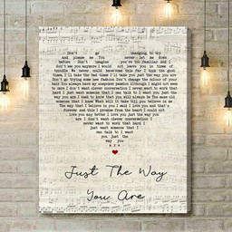 Billy Joel Just The Way You Are Script Heart Song Lyric Art Print - Canvas Print Wall Art Home Decor