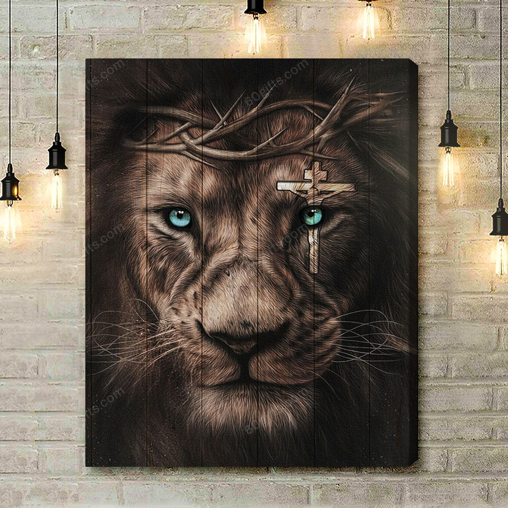 Housewarming Gifts Christian Decor Jesus And Awesome Lion - Canvas Print Wall Art Home Decor