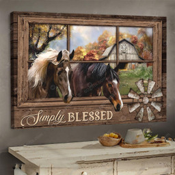 Housewarming Gifts Christian Decor Jesus Horse Simply Blessed - Canvas Print Wall Art Home Decor