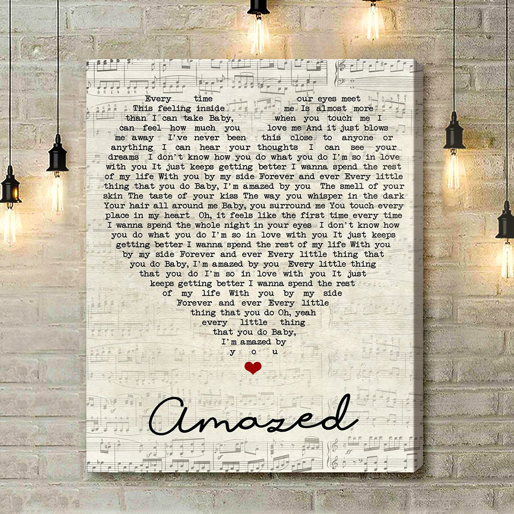 Amazed Lonestar Script Heart Song Lyric Art Print - Canvas Print Wall Art Home Decor