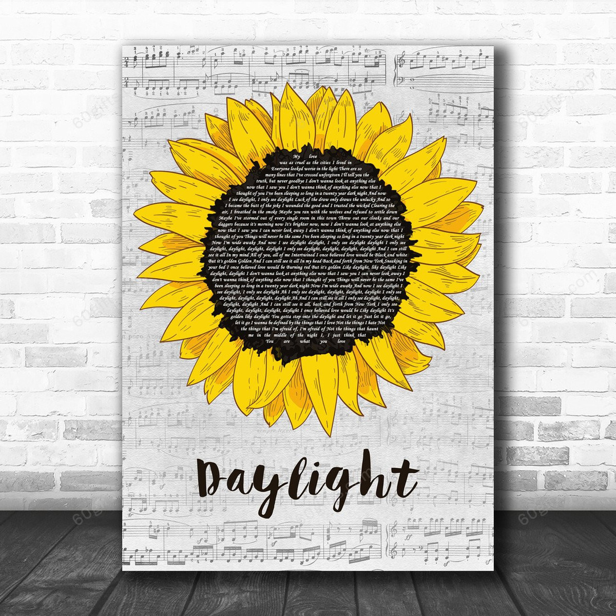 Taylor Swift Daylight Grey Script Sunflower Song Lyric Art Print - Canvas Print Wall Art Home Decor
