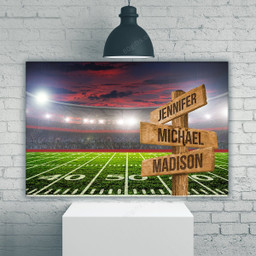 Personalized Valentine's Day Gifts Football Field Anniversary Wedding Present - Customized Multi Names Canvas Print Wall Art Home Decor