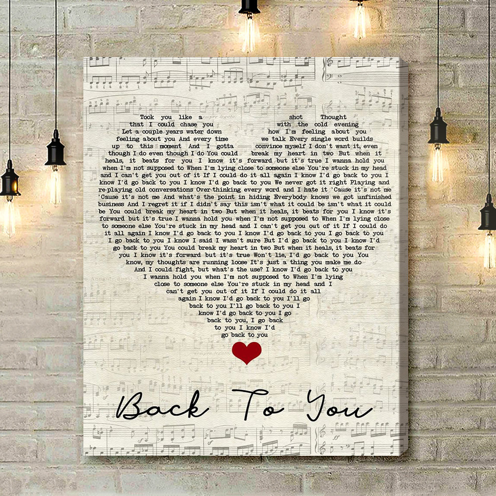 Selena Gomez Back To You Script Heart Song Lyric Art Print - Canvas Print Wall Art Home Decor