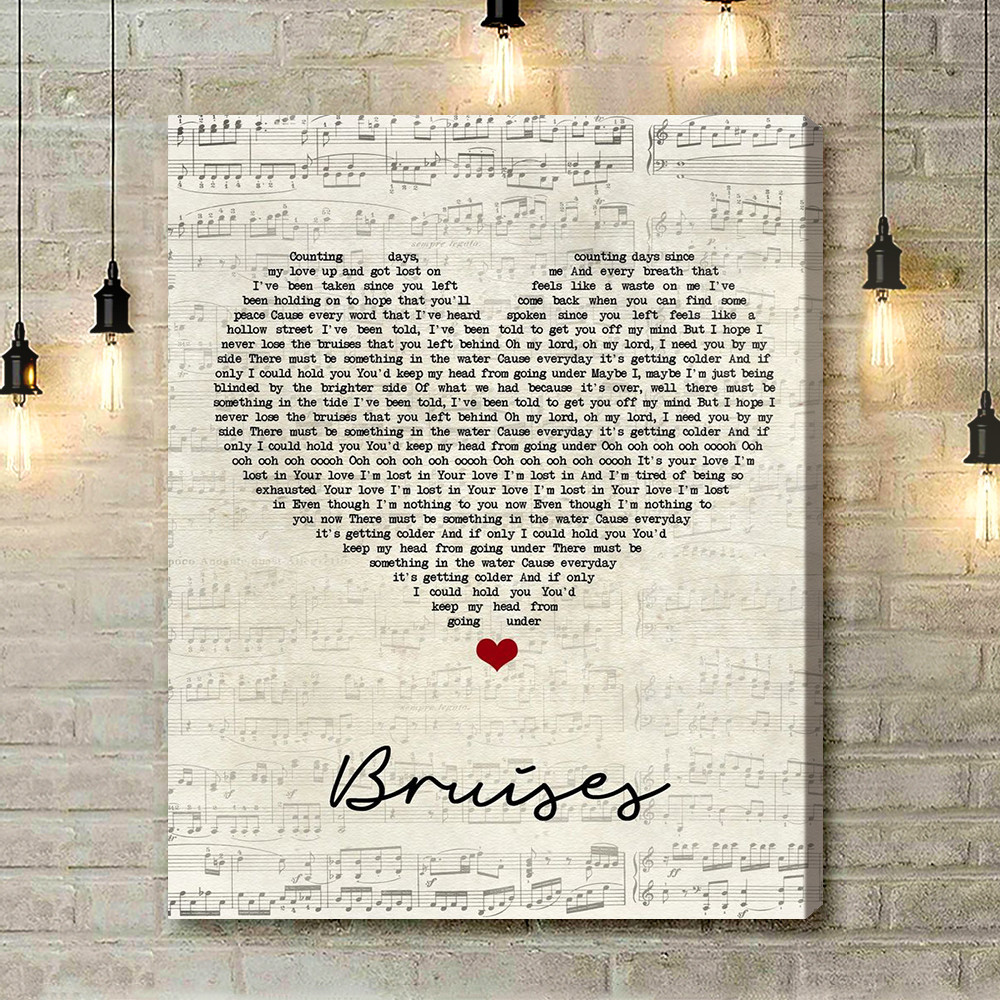 Lewis Capaldi Bruises Script Heart Song Lyric Art Print - Canvas Print Wall Art Home Decor