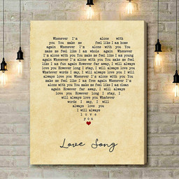 311 Love Song Vintage Heart Song Lyric Art Print - Canvas Print Wall Art Home Decor