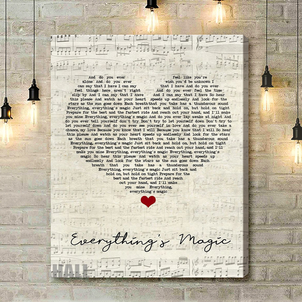 Angels & Airwaves Everything's Magic Script Heart Song Lyric Music Art Print - Canvas Print Wall Art Home Decor